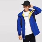 Shein Men Mesh Insert Colorblock Hoodie Jacket