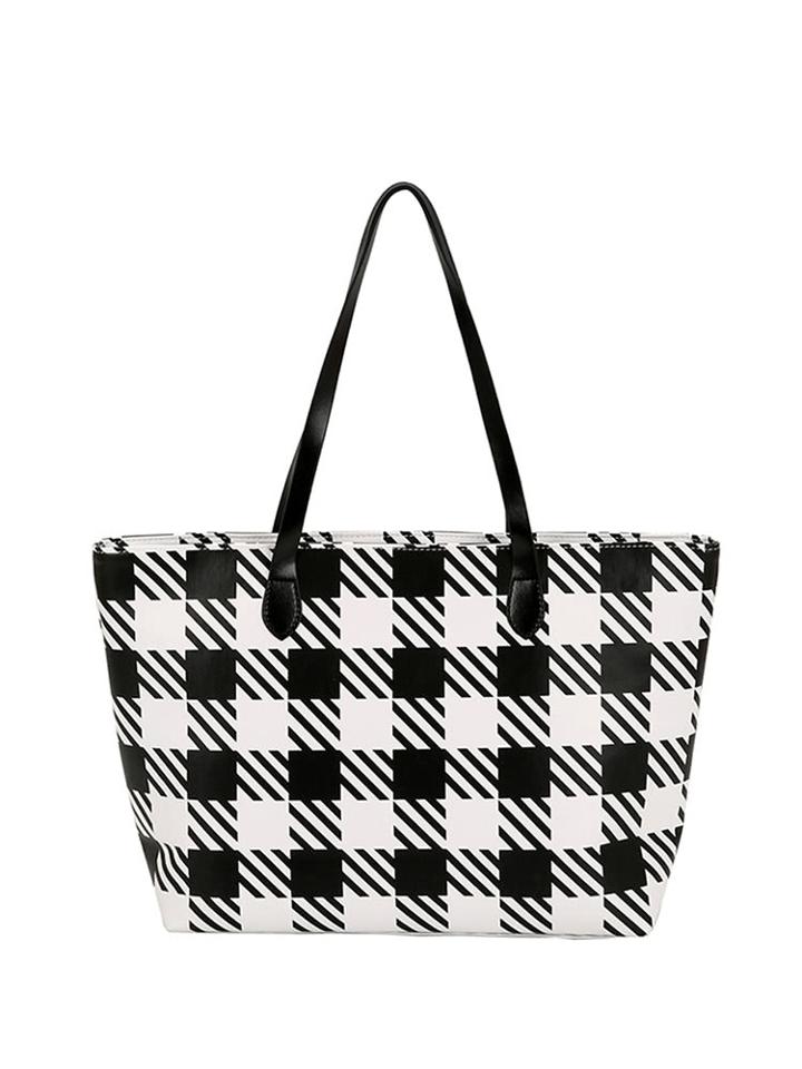 Shein Plaid Pu Tote Bag