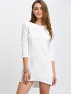 Shein White Diamond Dip Hem Dress