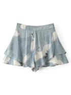 Shein Cranes Print Layered Shorts