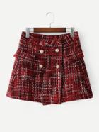 Shein Double Breasted Tweed Skirt