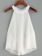 Shein White Ring Accent Racerback Halter Neck Chiffon Top