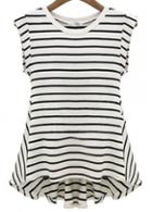 Rosewe Fabulous Sleeveless Striped T Shirt With Round Neck