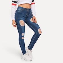 Shein Ripped Detail Bleach Wash Skinny Jeans