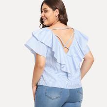 Shein Plus Criss Cross Back Striped Top