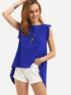 Shein Blue Cap Sleeve Split Back Blouse