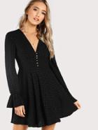 Shein Button Accent Gold Dot Dress