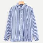 Shein Striped Single Breasted Embroidered Blouse
