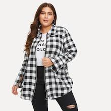 Shein Plus Check Plaid Shirt Jacket