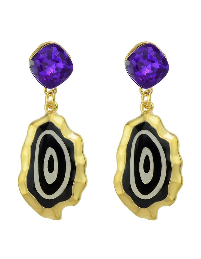 Shein Black Enamel Drop Earrings