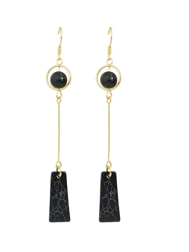 Shein Black Latest Imitation Turquoise Drop Earrings