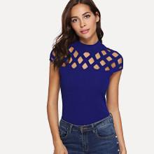 Shein Mock Neck Square Cutout Top