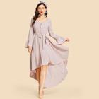 Shein Bell Sleeve Half Placket High Low Dress
