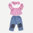 Shein Toddler Girls Solid Off Shoulder Top & Jeans & Headband