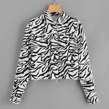 Shein Button Up Raw Hem Crop Jacket