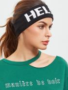 Shein Hello Print Black Elastic Headband