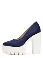 Shein Navy Pointed Toe Platform Chunky Pumps