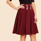 Shein Button Decoration Flare Solid Skirt