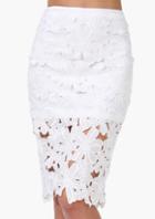 Shein White Crochet Pencil Skirt