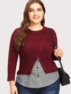 Shein Contrast Hem 2 In 1 Ribbed Tee