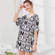 Shein Allover Letter Print Dress