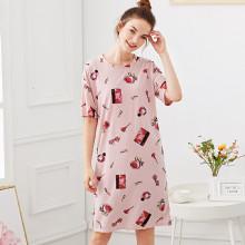 Shein Cosmetics Print Split Night Dress