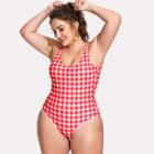 Shein Plus Open Back Grid Swimsuit
