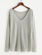 Shein Plunge Neck Loose Fit Jumper
