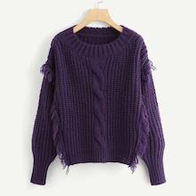 Shein Tassel Embellished Textured Sweater