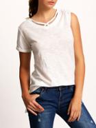 Shein White Criss Cross Hollow Loose T-shirt