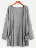 Shein Open Front Cardigan With Pockets