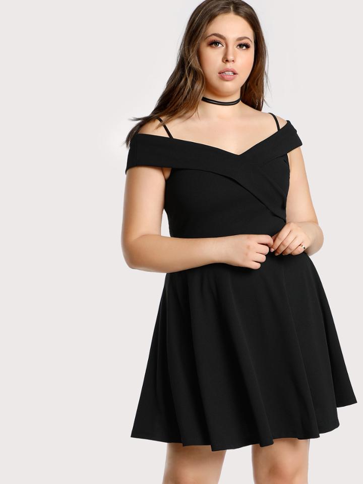 Shein Cold Shoulder Fit & Flare Dress