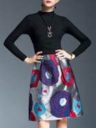 Shein Black Knit Jacquard Combo Dress