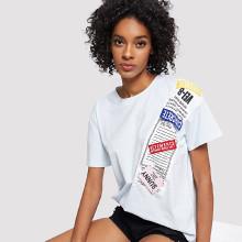 Shein Mixed Print Patched Tee