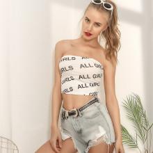 Shein Letter Print Bandeau Top