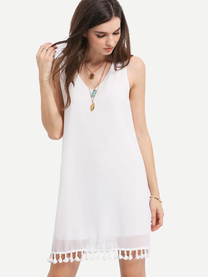 Shein Tassel Trimmed Cutout Tank Dress