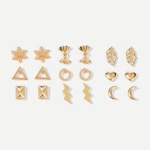Shein Snowflake & Moon Stud Earrings 9pairs