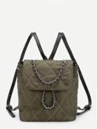 Shein Chain Drawstring Quilted Nylon Backpack