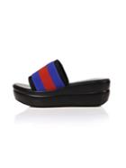 Shein Blue Striped  Flatform Slide Sandals