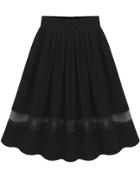 Shein Black Elastic Waist Pleated Chiffon Skirt