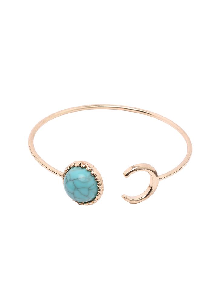 Shein Turquoise Featured Golden Open-end Bangle