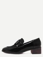 Shein Black Horse Hair Plastic Buckle Cork Heeled Shoes