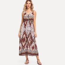 Shein Tie Neck Geo Print Dress