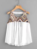 Shein Tribal Print Yoke Cutout Back Smock Tank Top