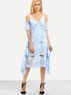 Shein Flower Embroidered Cold Shoulder Dress