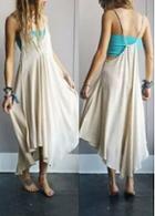 Rosewe Strap Design Apricot Chiffon Asymmetric Dress