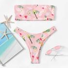 Shein Random Tropical High Cut Bandeau Bikini Set