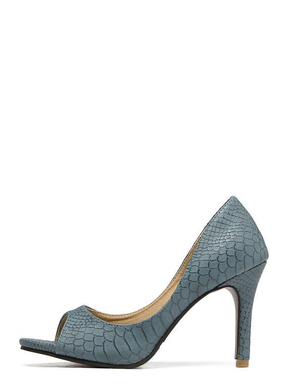 Shein Dark Blue Snakeskin Mule Stiletto Heels