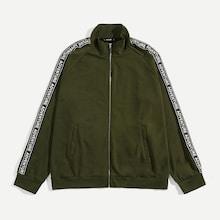 Shein Men Zip Up Raglan Sleeve Letter Tape Sweatshirt