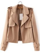 Shein Apricot Lapel With Pockets Coat